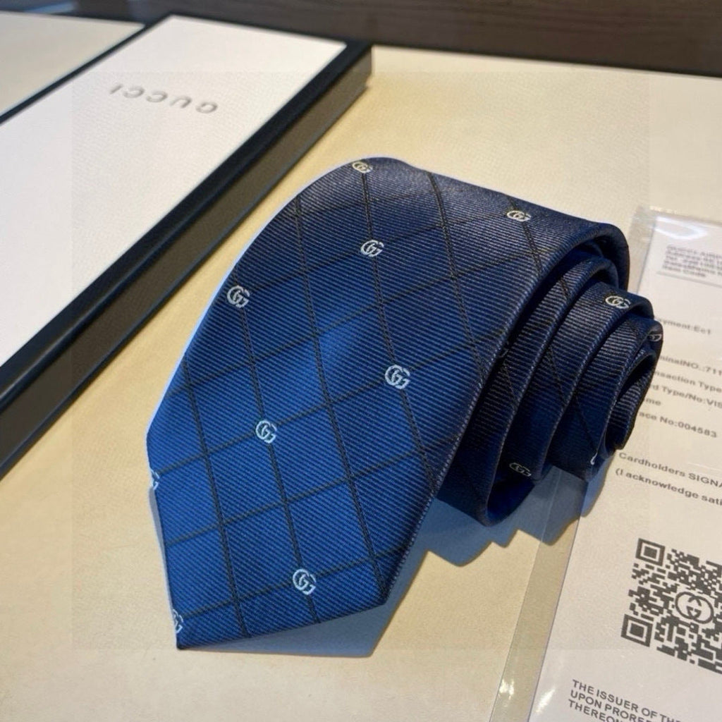 Gucci Style Men's Geometric Jacquard Silk Tie