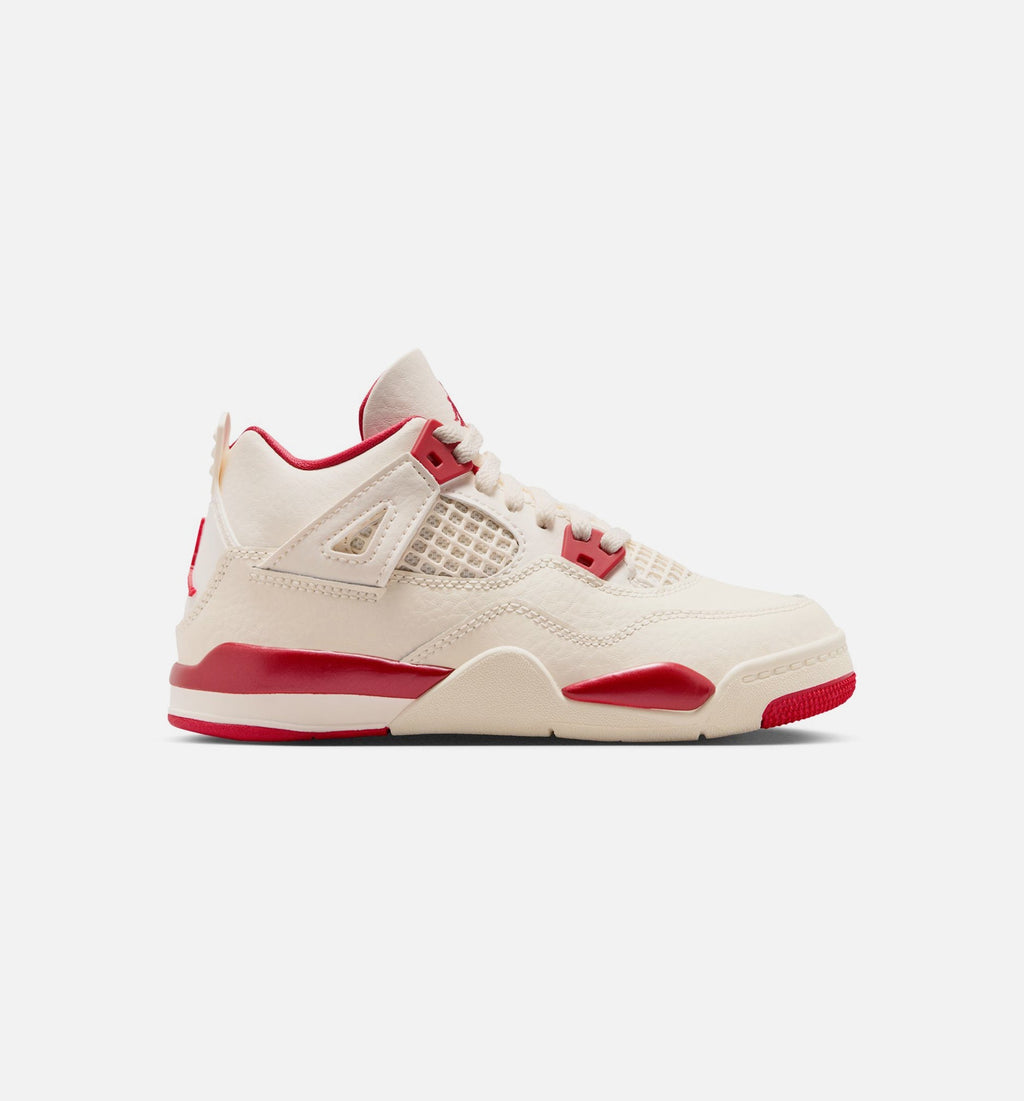 Air Jordan 4 Retro Valentine’s Day – Preschool Lifestyle Shoe in Pale Ivory/Sierra Red/Tough Red
