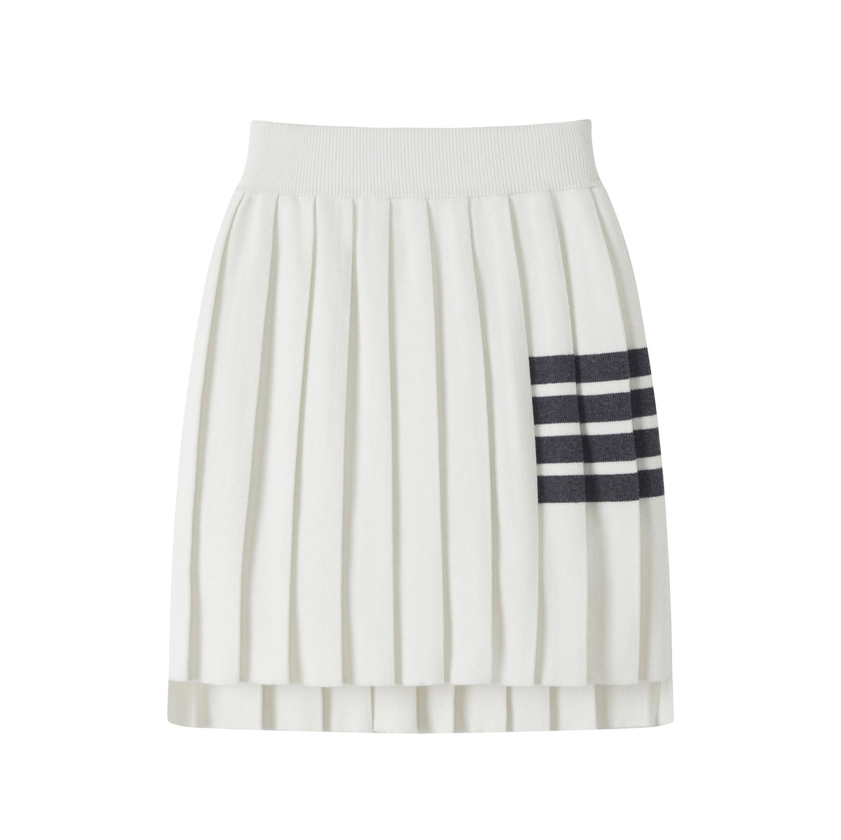 Women's 4-Bar Knitted Pleated Midi Skirt | Thom Browne