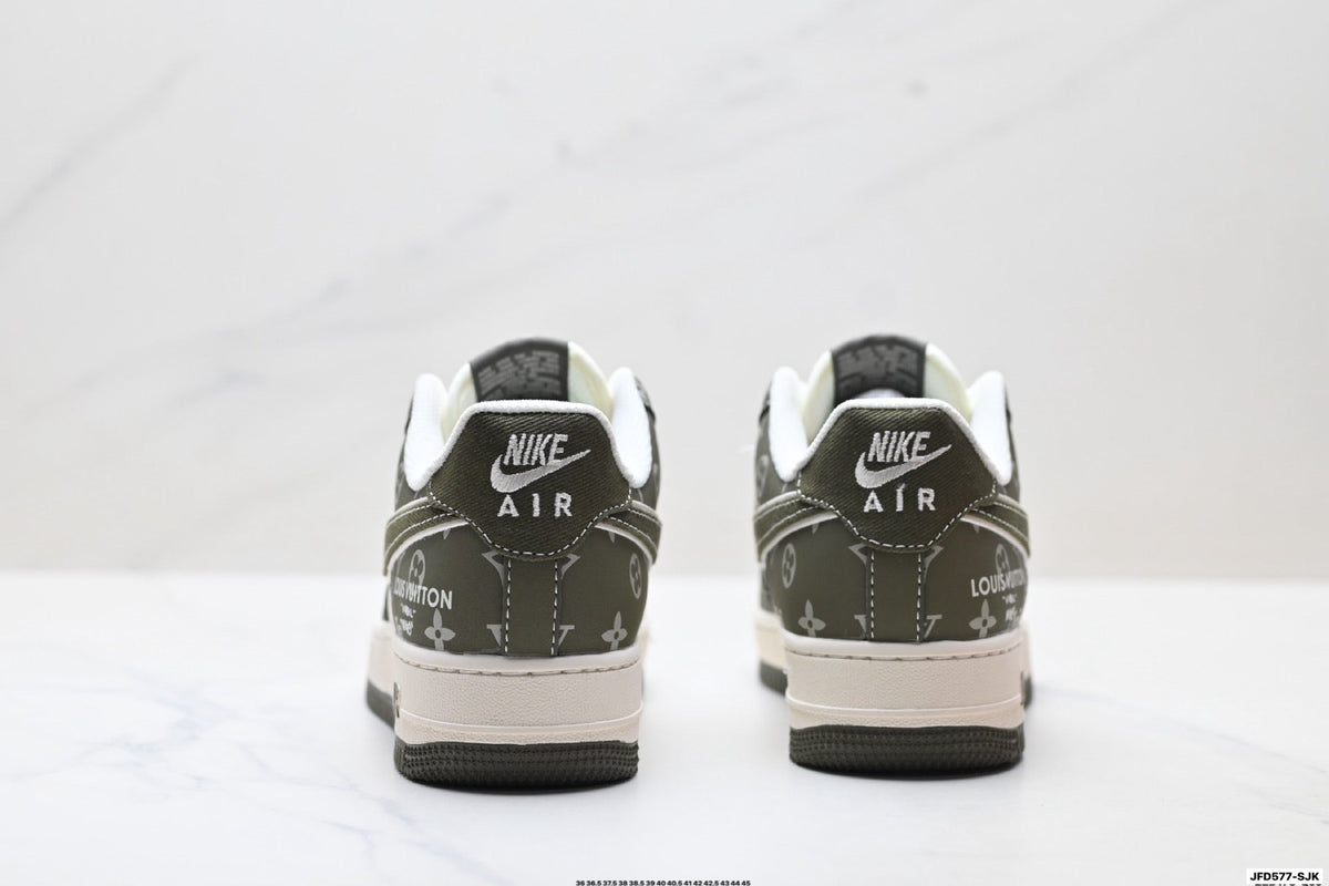Nike Air Force 1 '07 LV8 Monogram Graphic Low-Top Sneakers – Olive/White