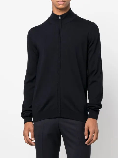HUGO ribbed-knit zip-up sweater