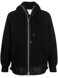 sacai zip-up cotton-blend hoodie