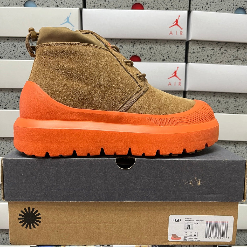 UGG Neumel Weather Hybrid Chukka Boot – Waterproof Suede Boot with UGGplush Lining, Lace-Up Closure & Contrast Orange Platform Outsole in Cattail