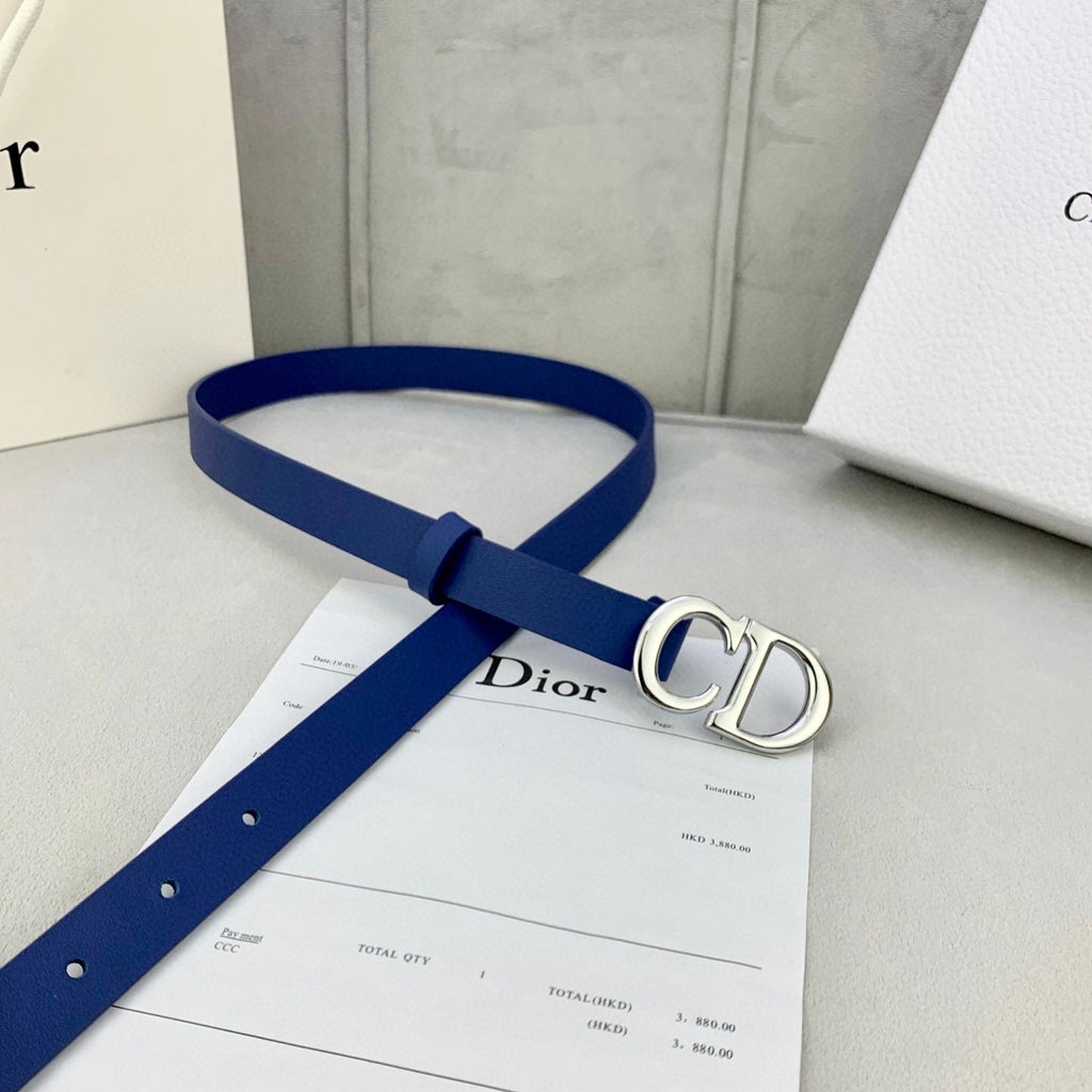 DIOR 25S BELT 20 MM IN NAVY BLUE CALFSKIN WITH SILVER HARDWARE 590778
