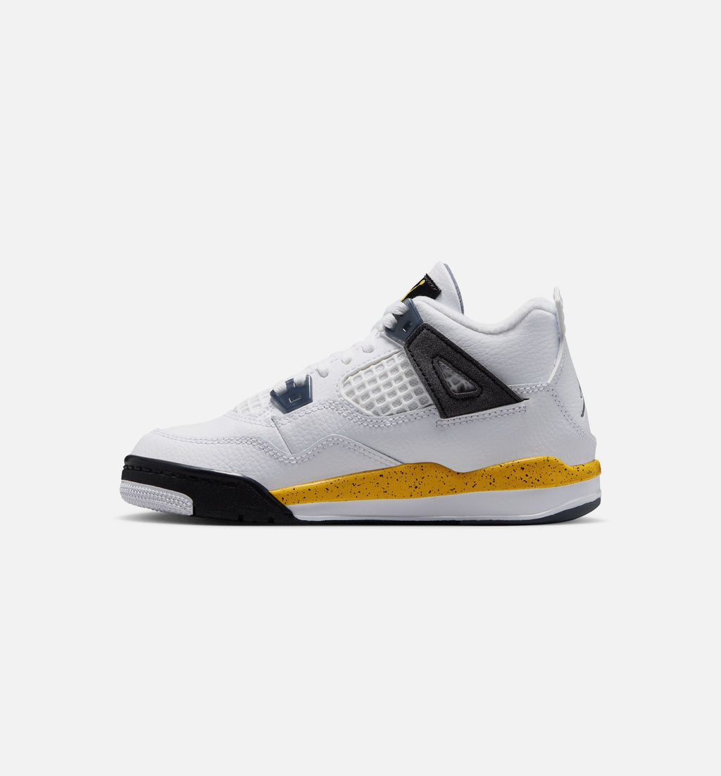 Air Jordan 4 Retro Rare Air Tour Yellow Preschool – White/Dark Blue Grey/Black/Tour Yellow