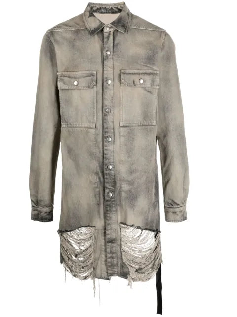 Rick Owens frayed distressed-effect denim jacket