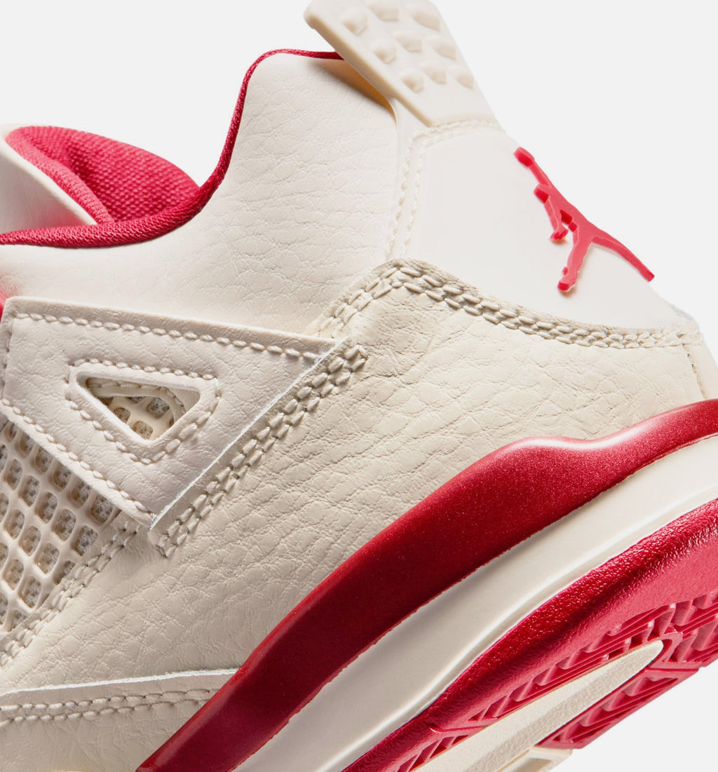 Air Jordan 4 Retro Valentine’s Day – Preschool Lifestyle Shoe in Pale Ivory/Sierra Red/Tough Red