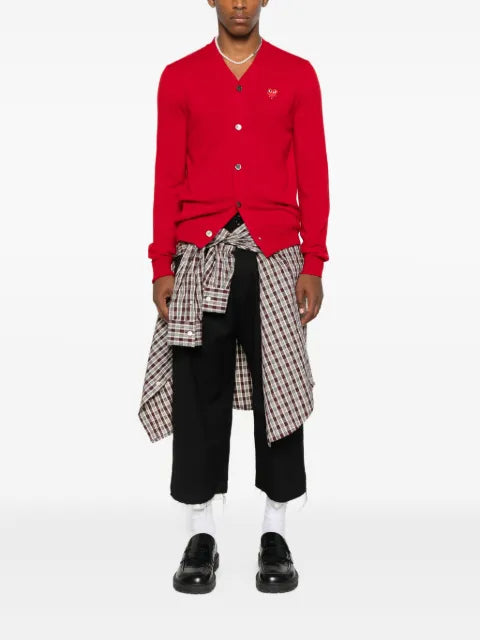 Comme Des Garçons Play hear-emblem rhinestone-embellishment cardigan