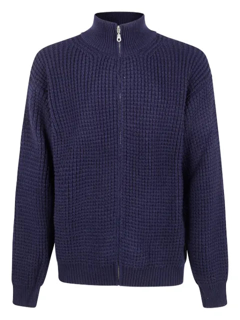 Family First zip-up mock-neck cardigan