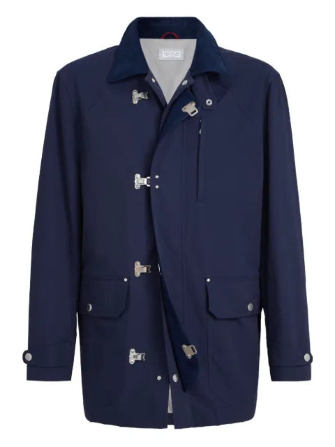 Brunello Cucinelli hook fastening cotton outerwear jacket