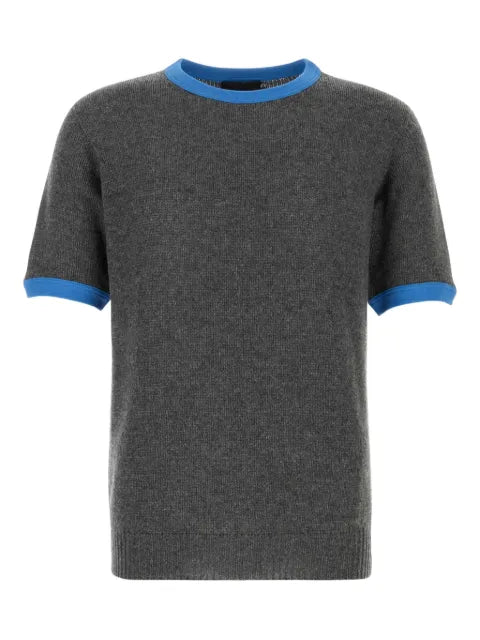 Prada short-sleeved cashmere and jersey sweater