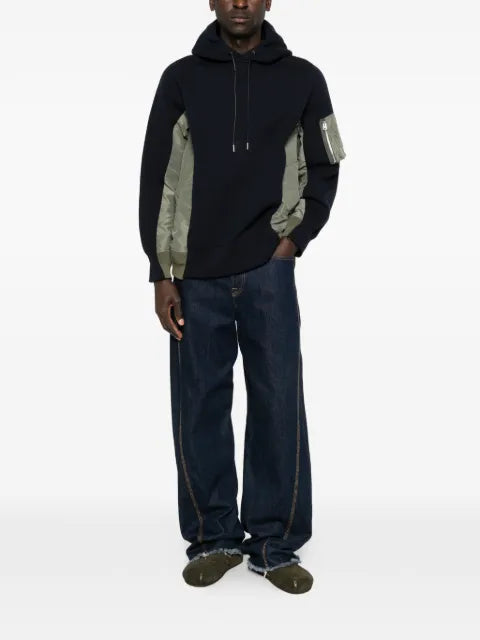 sacai zip-pocket hoodie