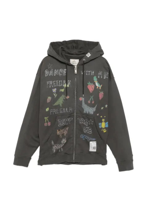 Maison MIHARA YASUHIRO kids doodle printed zip-up hoodie