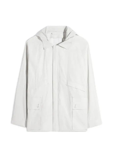 LEMAIRE rain jacket with detachable hood in coated technical linen