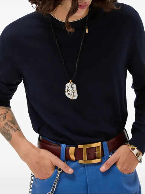 Versace embroidered wool knit crew-neck sweater