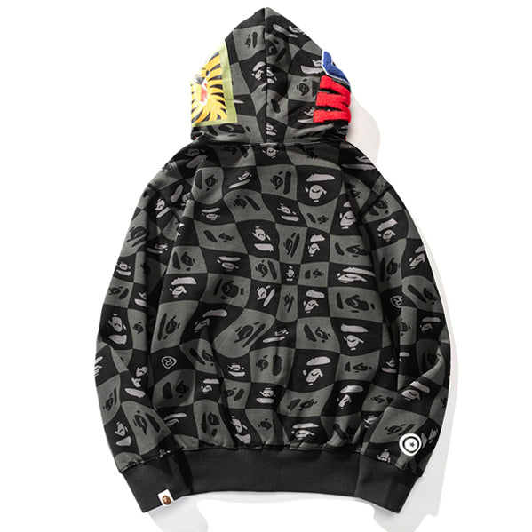 BAPE Black Grey Shark Zip Hoodie