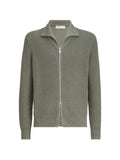 Brunello Cucinelli cotton half English rib cardigan with zipper