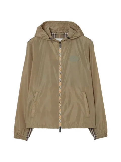Burberry check-trim nylon hooded jacket