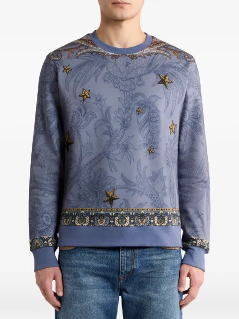 ETRO cotton-blend sweatshirt with placed Pegaso-print