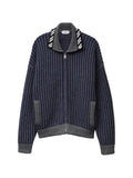 Versace intarsia wool knit zip cardigan
