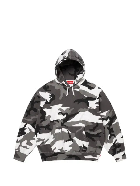 Supreme logo-appliqué camouflage-pattern hoodie
