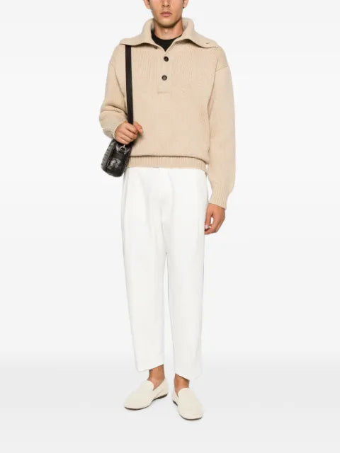 Malo button-fastening ribbed-collar knit