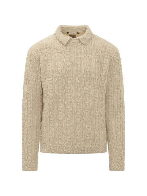 RAKKI cable-knit polo-collar sweater