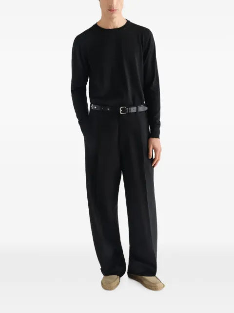 LEMAIRE crew-neck sweater in fine mouliné merino wool