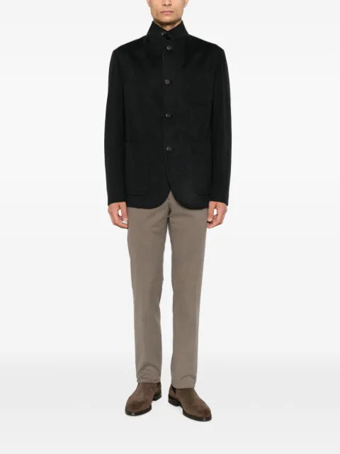 Corneliani high-neck patch-pocket jacket
