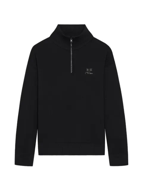 Courrèges zipped logo-patch sweatshirt