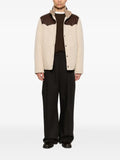 Brunello Cucinelli shearling-trim leather-yoke jacket