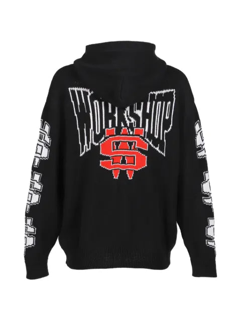 032c One Dollar Bill jacquard-knit logo-patch hoodie