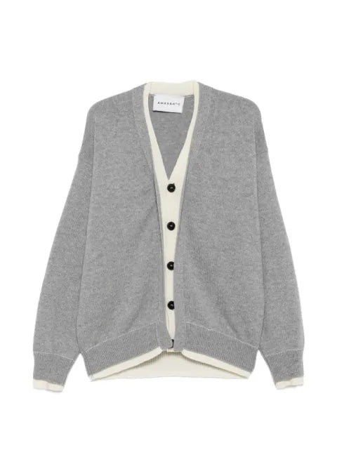 AMARANTO  contrast-trim button-up cardigan
