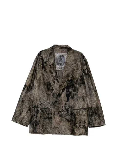 Ziggy Chen crinkled-finish double-breasted jacket