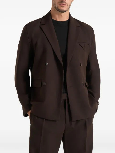 Manière De Voir Didier in brown double breasted tailored wool-blend suit blazer