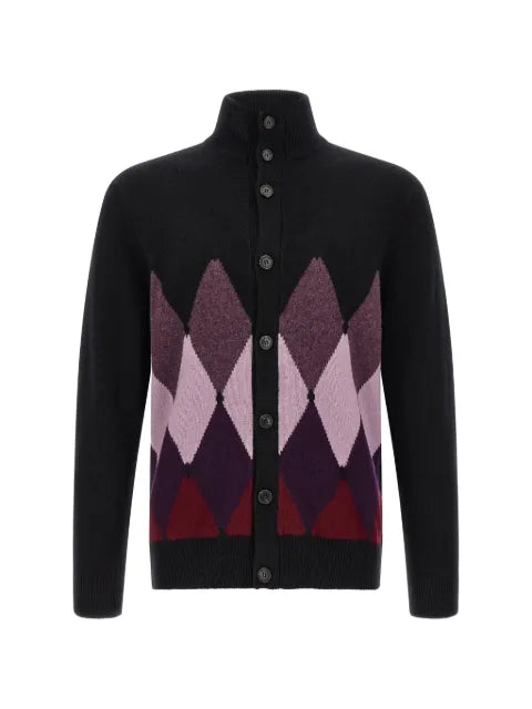 Ballantyne diamond intarsia cardigan