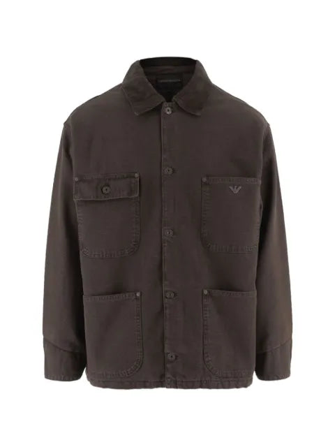 Emporio Armani logo-plaque cotton jacket