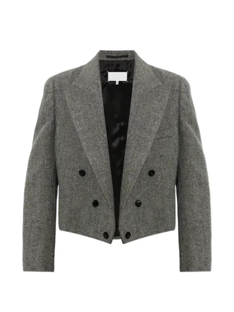 Maison Margiela herringbone double-breasted cropped blazer