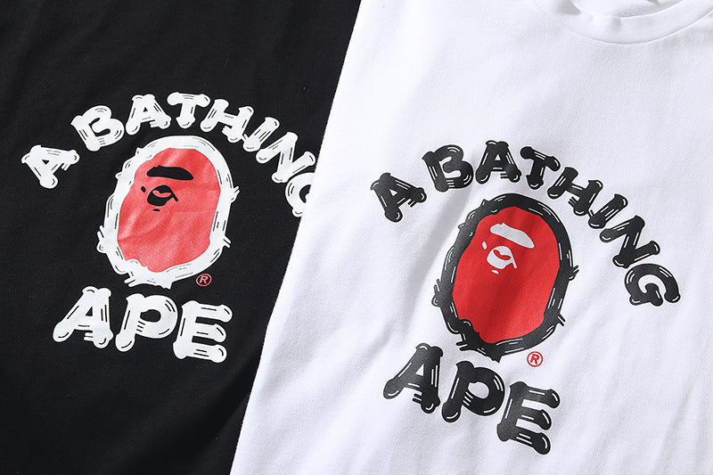 BAPE Brush College Ape Head Men's T-Shirt - Black