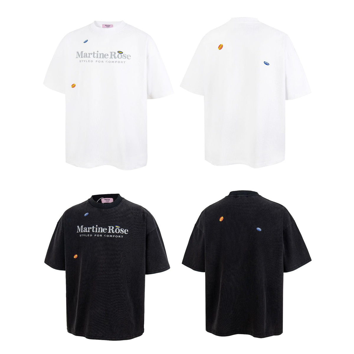 Martine Rose Washed Vintage Letter Print Crew Neck Short Sleeve Tee