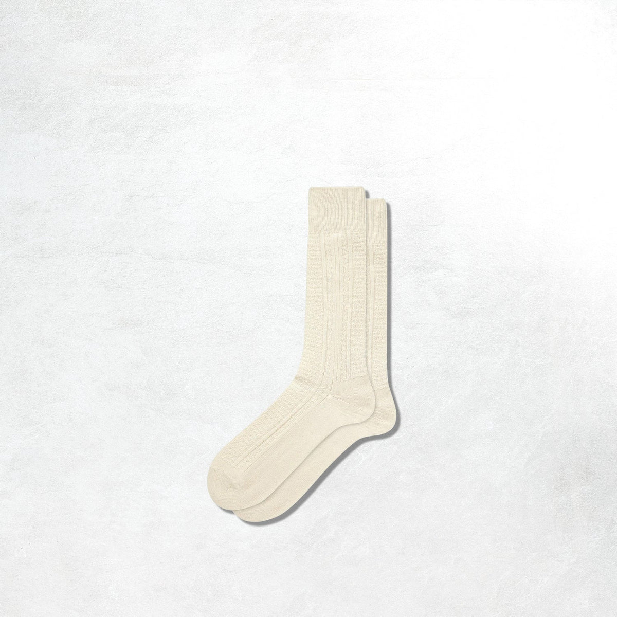 Anonymous Ism Wool Cashmere Links Combi Crew Socks: Off White