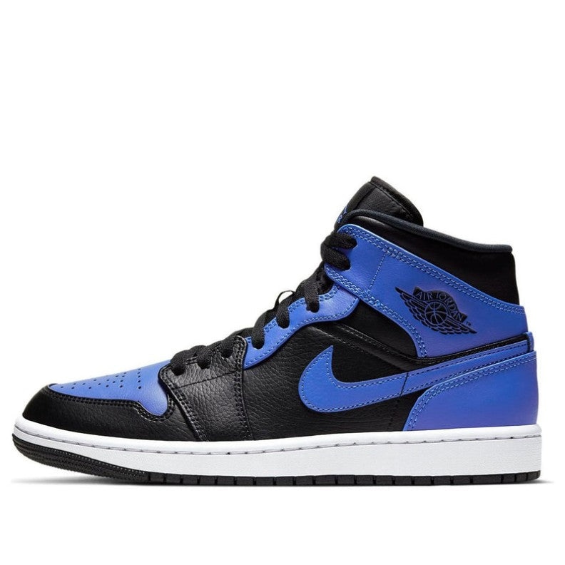 Air Jordan 1 Mid Hyper Royal Black Sneakers | 554724-077