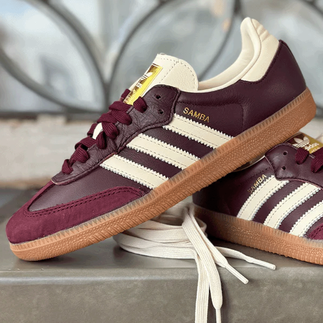 adidas Samba OG Maroon Gold Metallic Women's