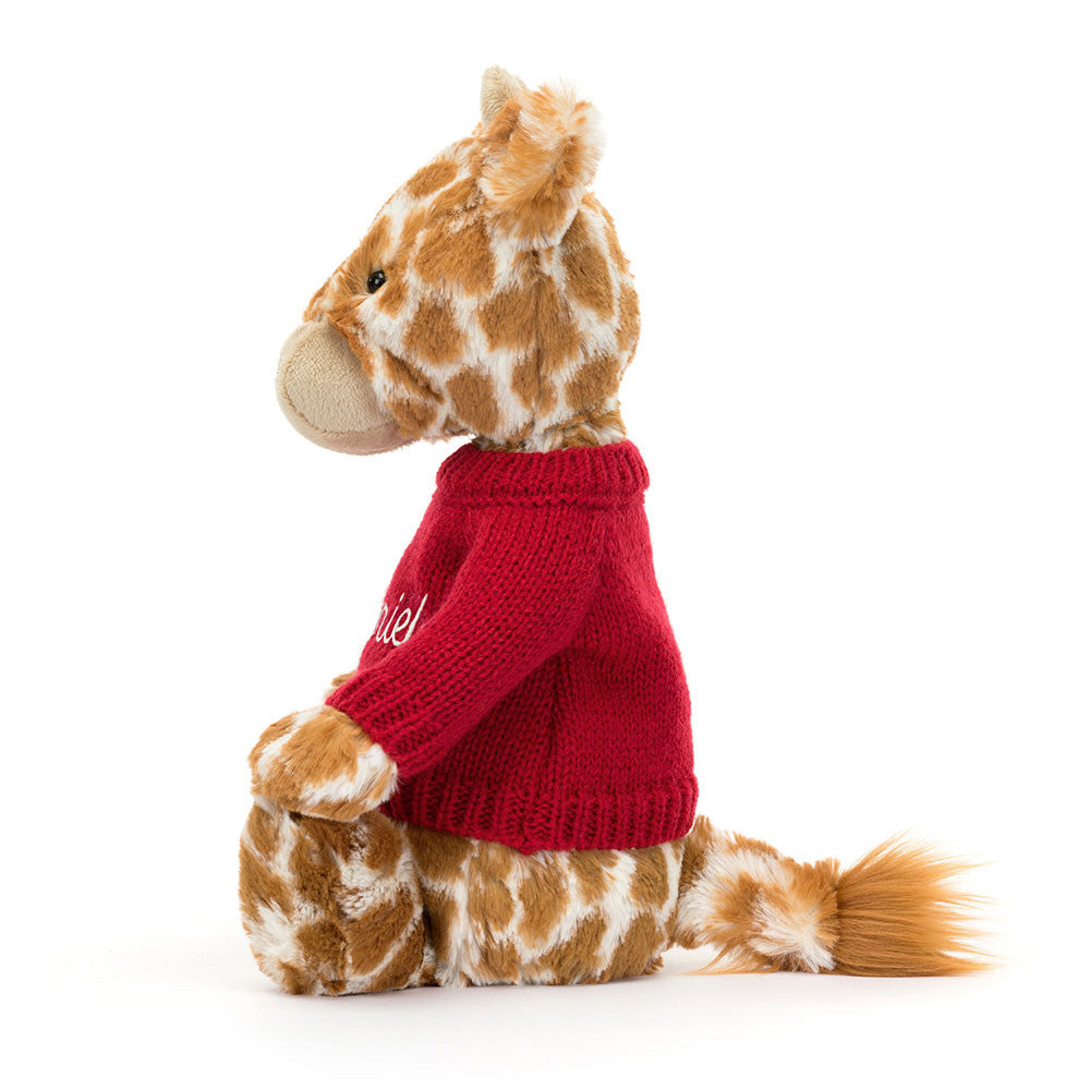 Bashful Giraffe with Personalized Red Jumper