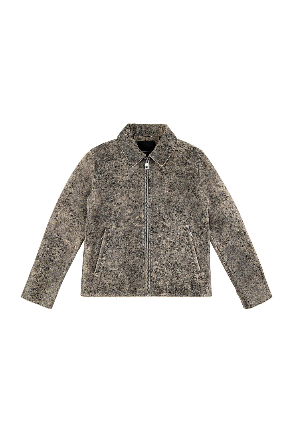 Wordmark Leather Zip Up Jacket