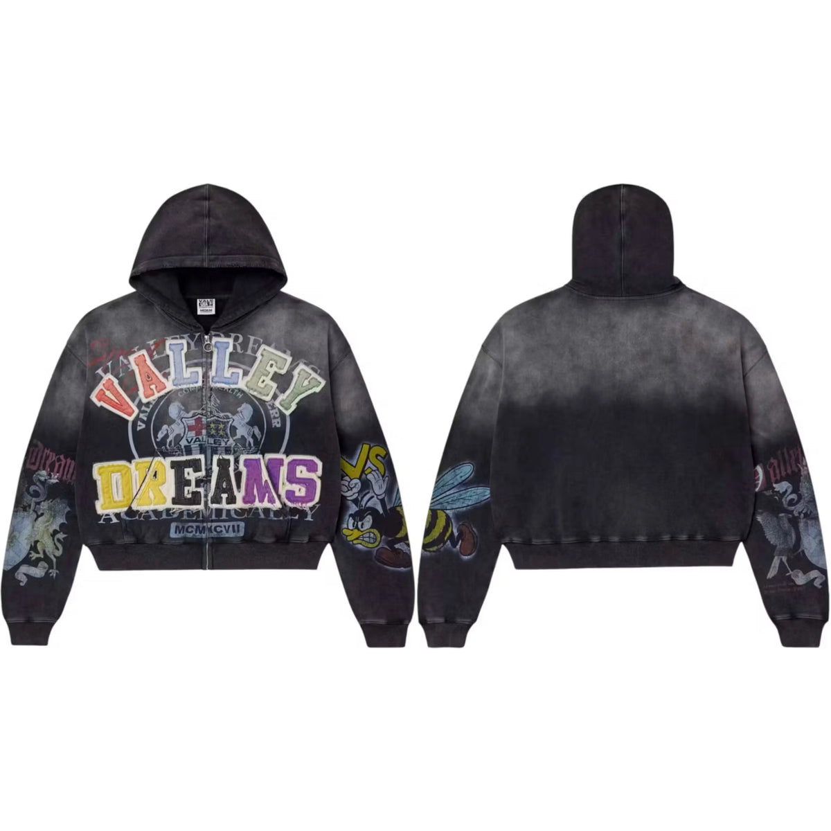 Vale Forever Valley Dreams Academy Crest Zip Hoodie — Black