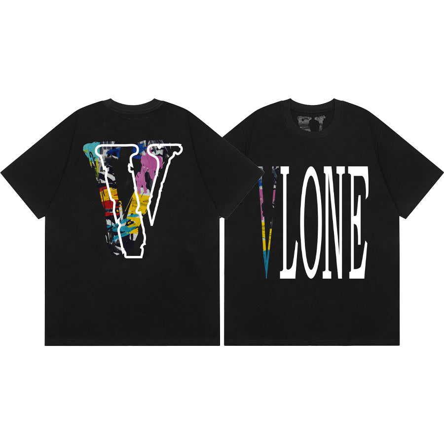 Vlone Big V Letter Graphic Short Sleeve Tee Streetwear Unisex