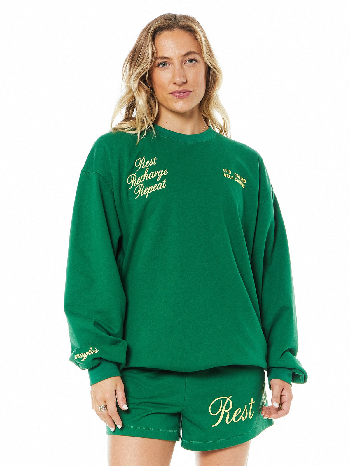 REST RECHARGE REPEAT CREWNECK