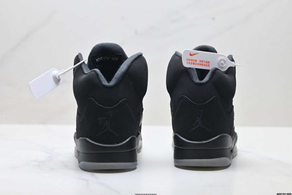 Air Jordan 5 Retro Black Metallic Silver Sneakers