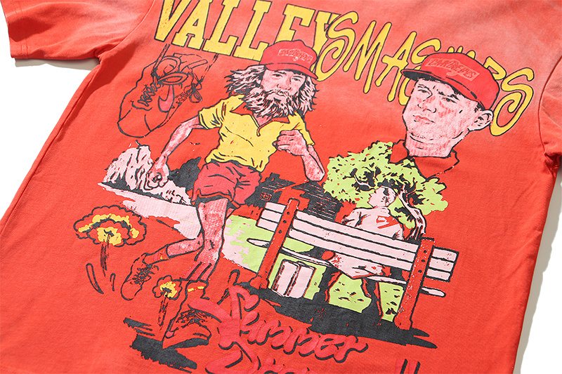 VALE USA Washed Red Graphic T-Shirt
